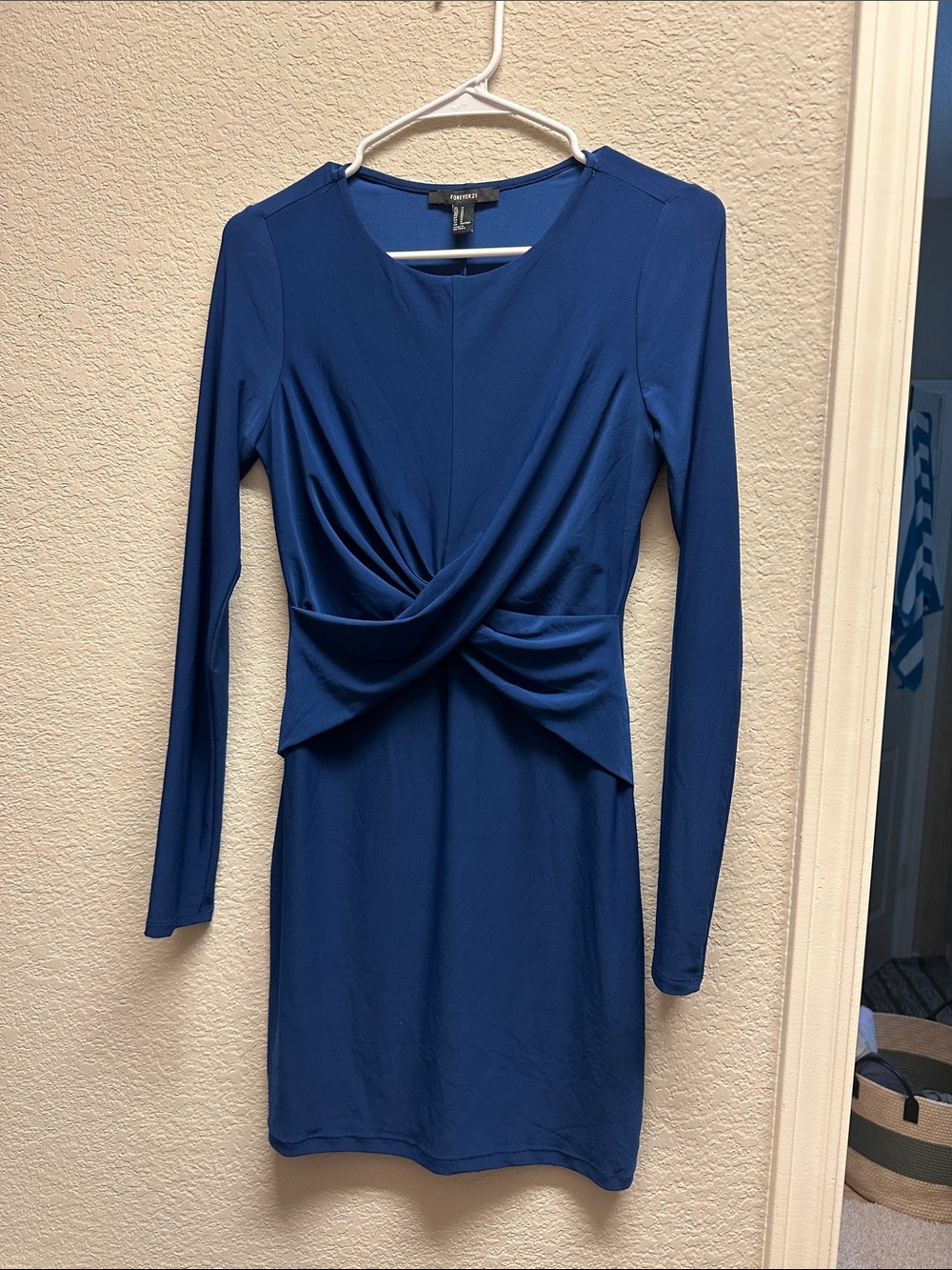 Forever 21 Royal Blue Long-Sleeve Twist Front Dress